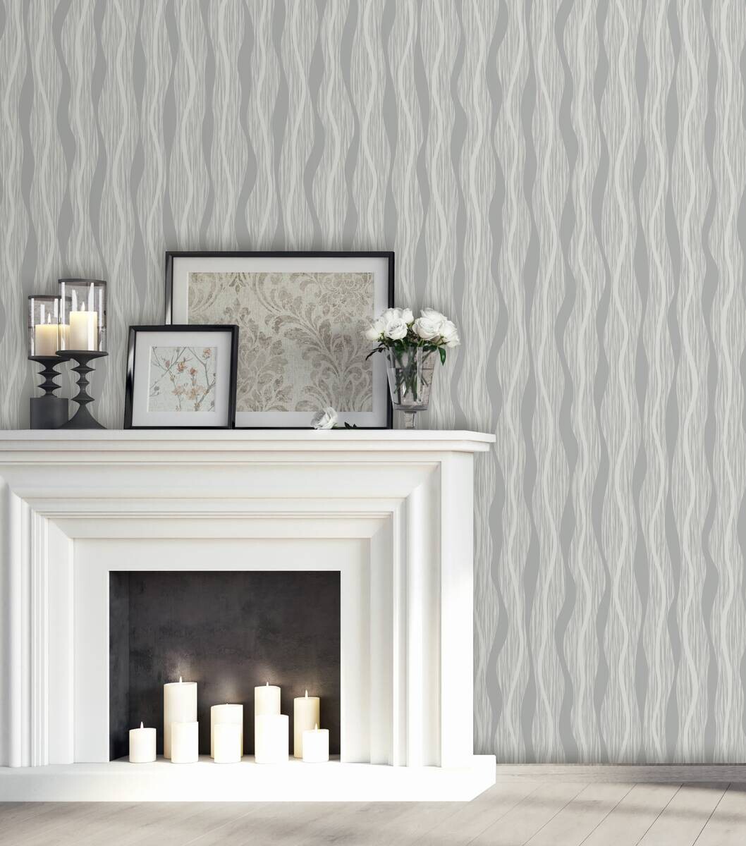 UGEPA Vinyltapete Wellen beige silber B/L: ca. 53x1005 cm glitzernd