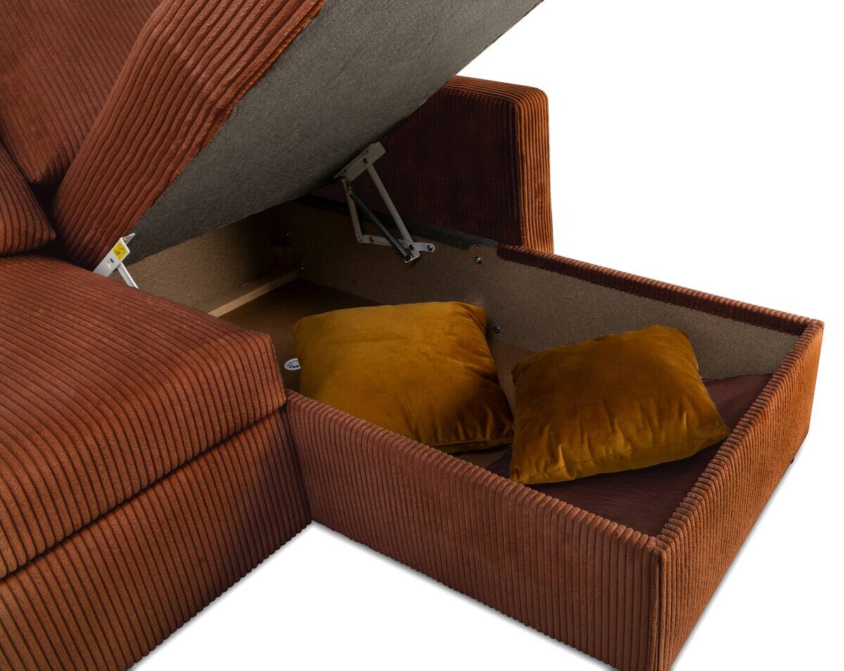 Ecksofa mit Bettfunktion und Bettkasten terracotta Microfaser B/H/T: ca. 215x145x82 cm
