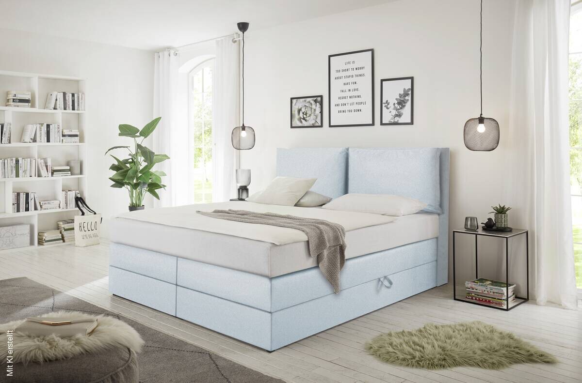 Boxspringbett Lissy hellblau Liegefläche B/L: ca. 180x200 cm