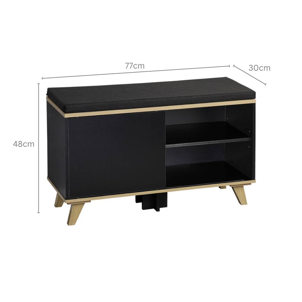 Schuhschrank schwarz Holz B/H/L: ca. 30x48x77 cm