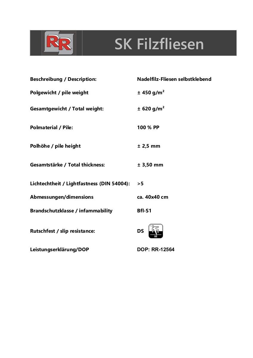 Teppichfliese Filz beige B/L: ca. 40x40 cm pro Stück