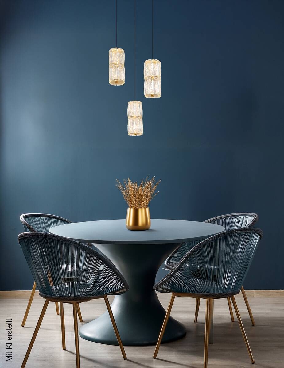 GLOBO Pendelleuchte mattschwarz klar gold Glas Metall H/D: ca. 150x36 cm 1 Brennstellen
