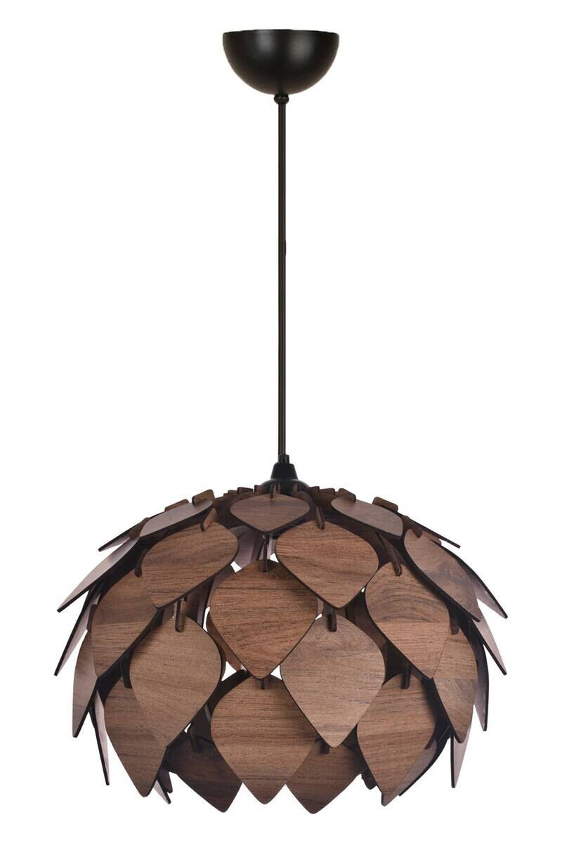 Opviq Pendelleuchte braun MDF B/H/T/L/D: ca. 40x67x40x40x40 cm E27 1 Brennstellen