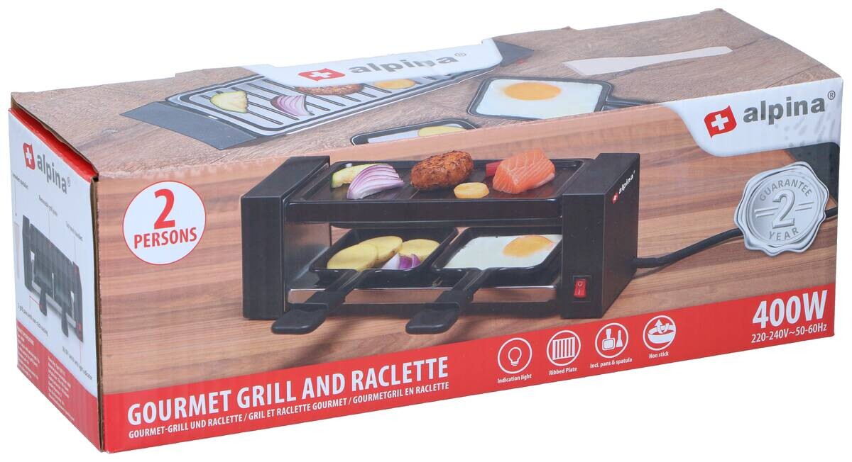 alpina Raclette schwarz Edelstahl B/H/L: ca. 30x10x10 cm