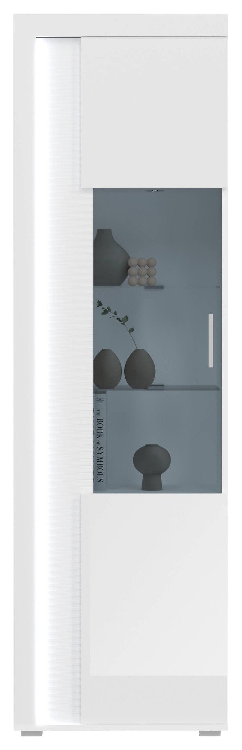 Wohnwand SKYLIGHT weiß weiß Hochglanz Pasol grau B/H/T: ca. 351x202x46 cm