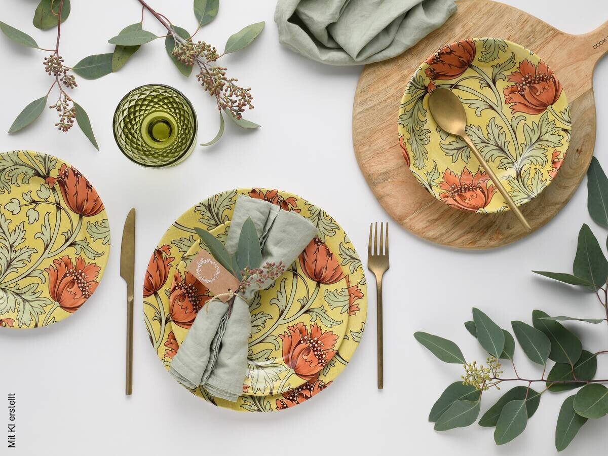 CreaTable Tafelservice Florentina gelb Steingut 18 tlg.