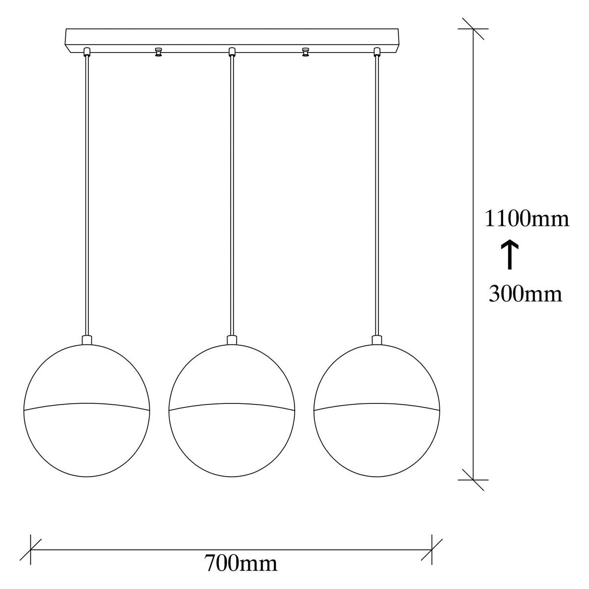 Opviq Pendelleuchte transparent messing B/H/T: ca. 70x111x20 cm E27 3 Brennstellen