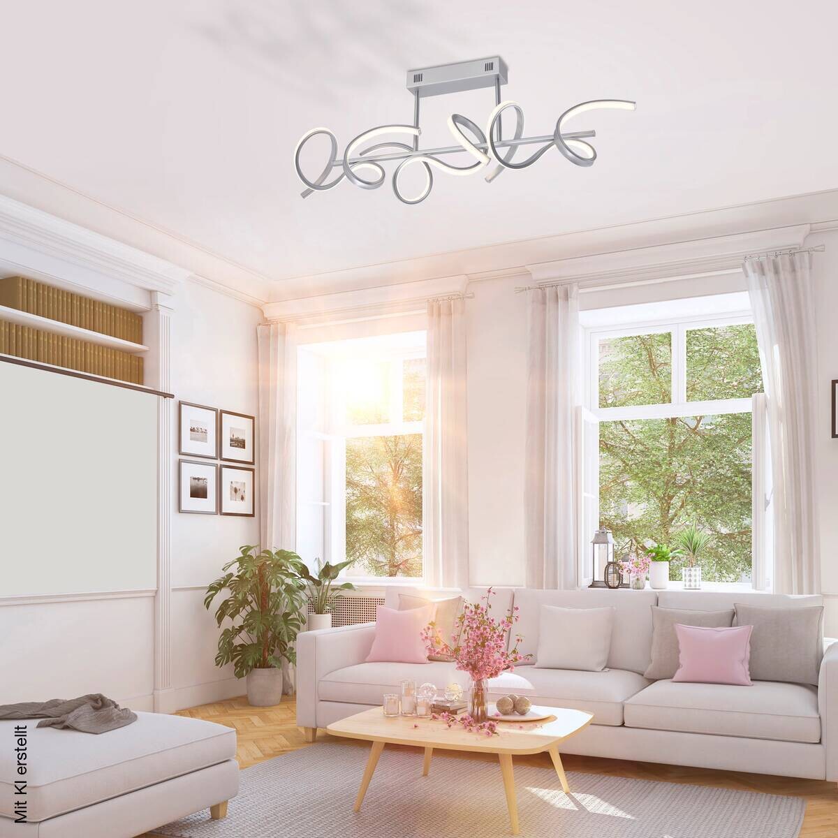 Just Light Deckenleuchte Curls silber Alu B/H/L: ca. 21x30x82 cm