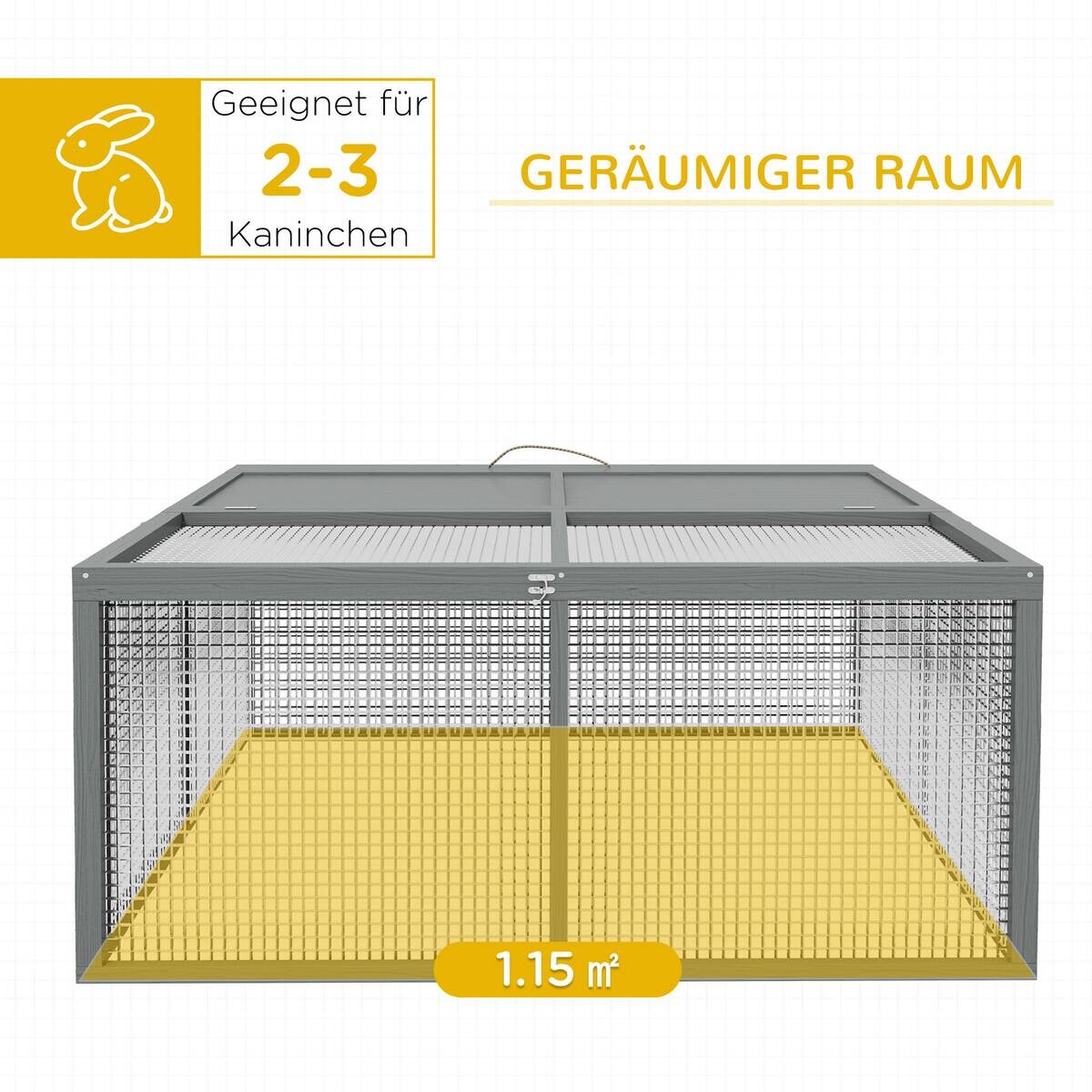 PawHut Zwergkaninchenstall grau Stahl B/H/L: ca. 105x50x110 cm