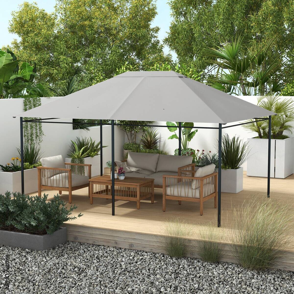 Outsunny Pavillondach hellgrau Polyester B/H/L: ca. 297x1x397 cm