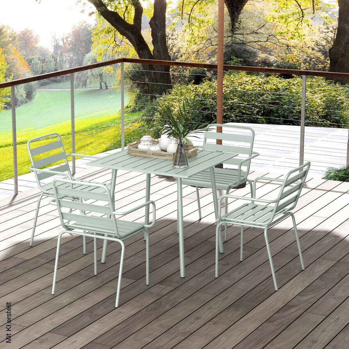 Outsunny Gartensitzgruppe 5tlg. grün Stahl B/H/L: ca. 80x74x80 cm