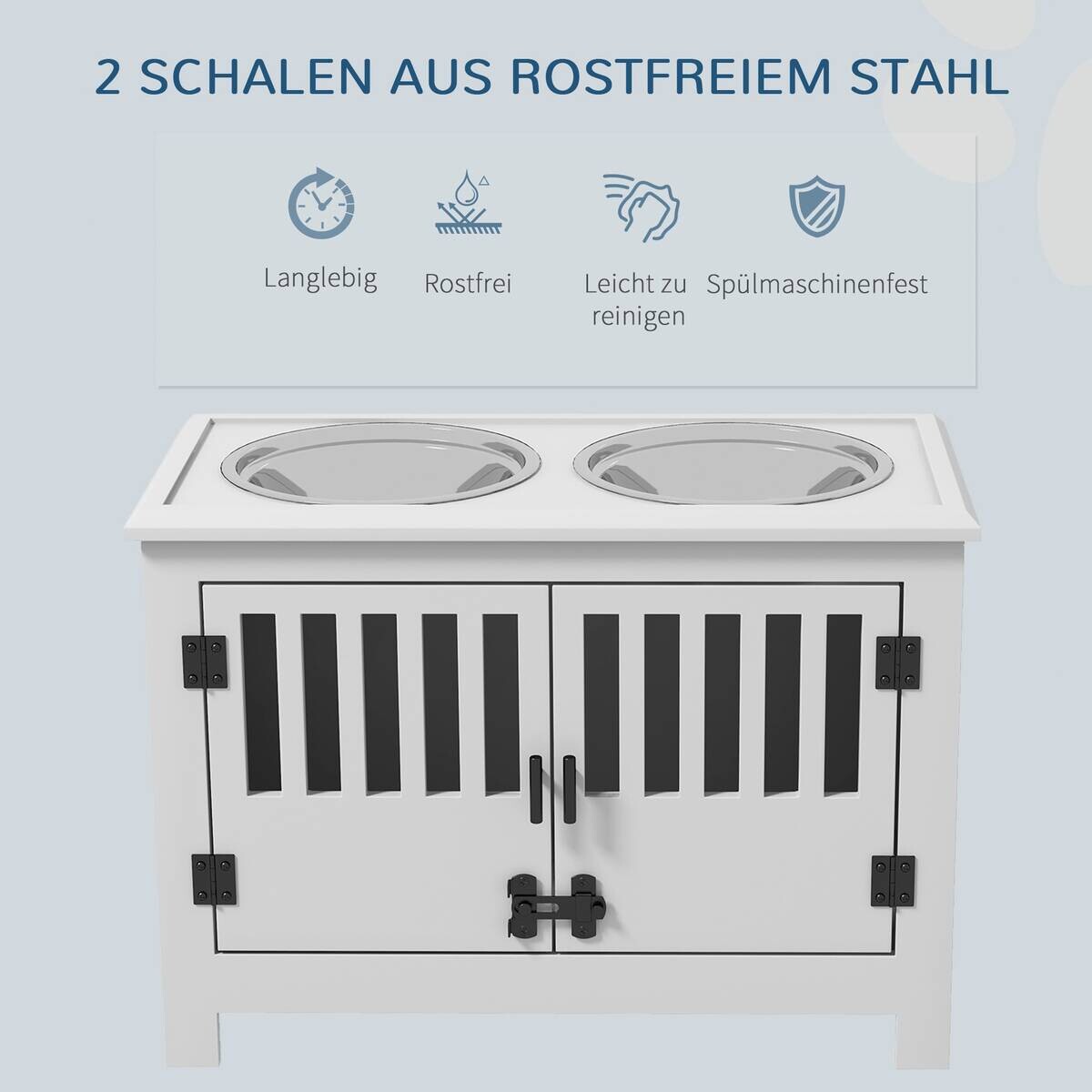 PawHut Futterstation weiß Stahl B/H/L: ca. 30x43x60 cm