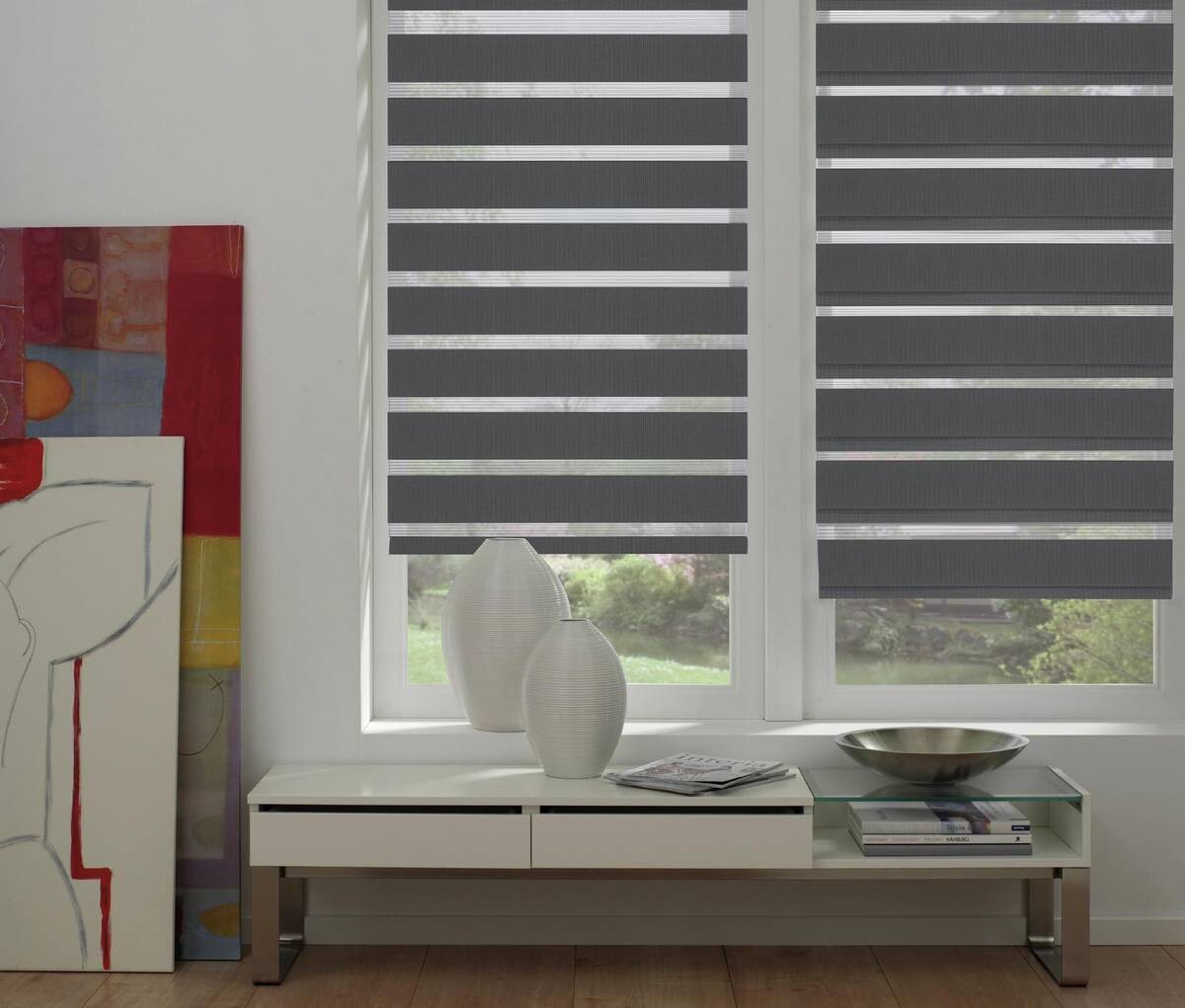 Doppelrollo Easyfix anthrazit B/L: ca. 90x150 cm