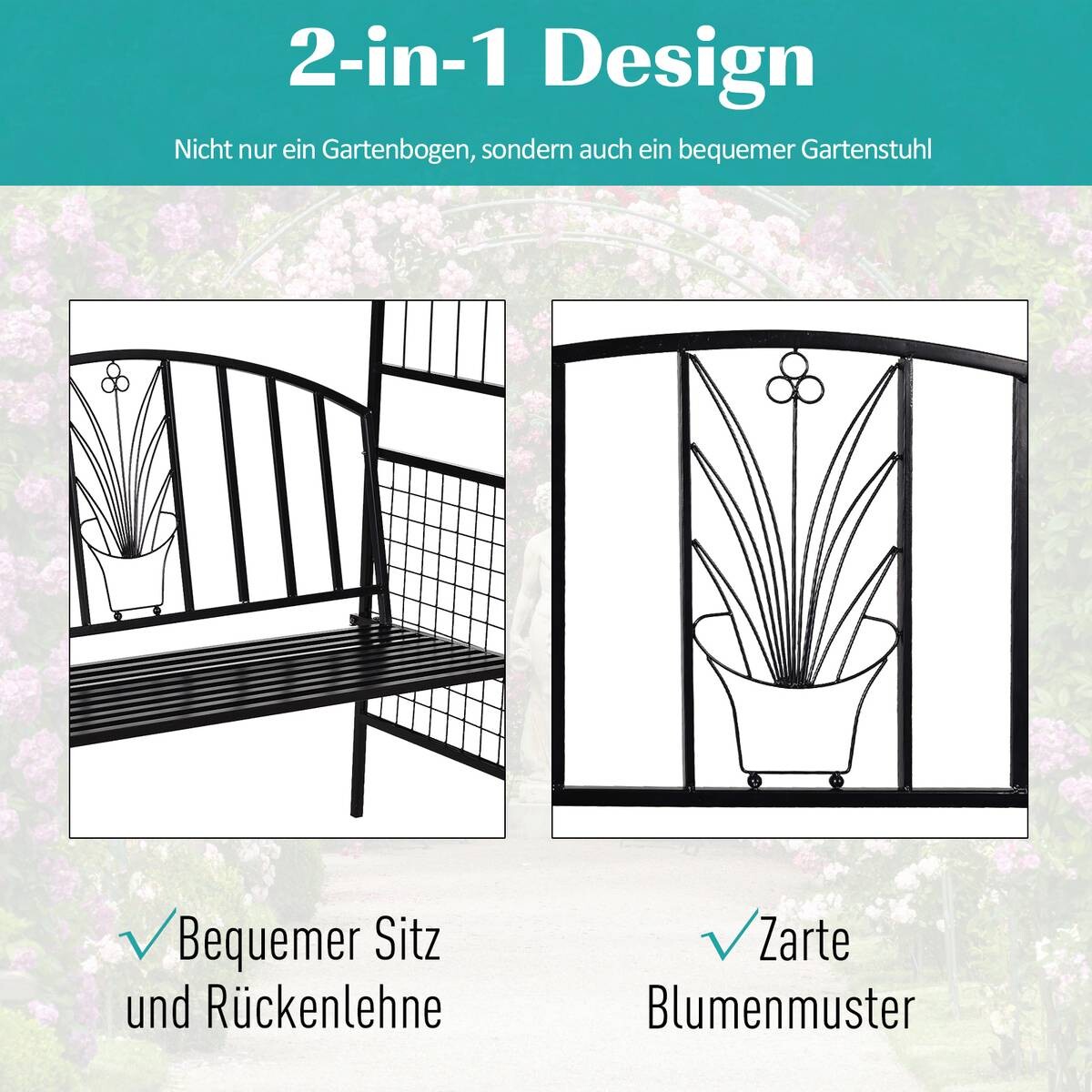 Outsunny Pflanzbogen mit Sitzbank
