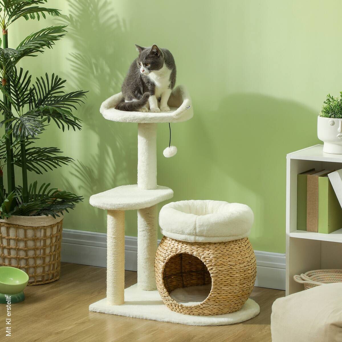 PawHut Kratzbaum cremeweiß Spanplatte B/H/L: ca. 40x79x60 cm