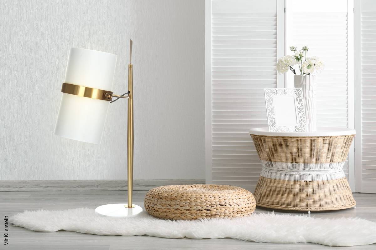 Kayoom Tischleuchte Novum 210 weiß gold Metall Marmor B/H/T: ca. 25x69x29 cm E27 1 Brennstellen
