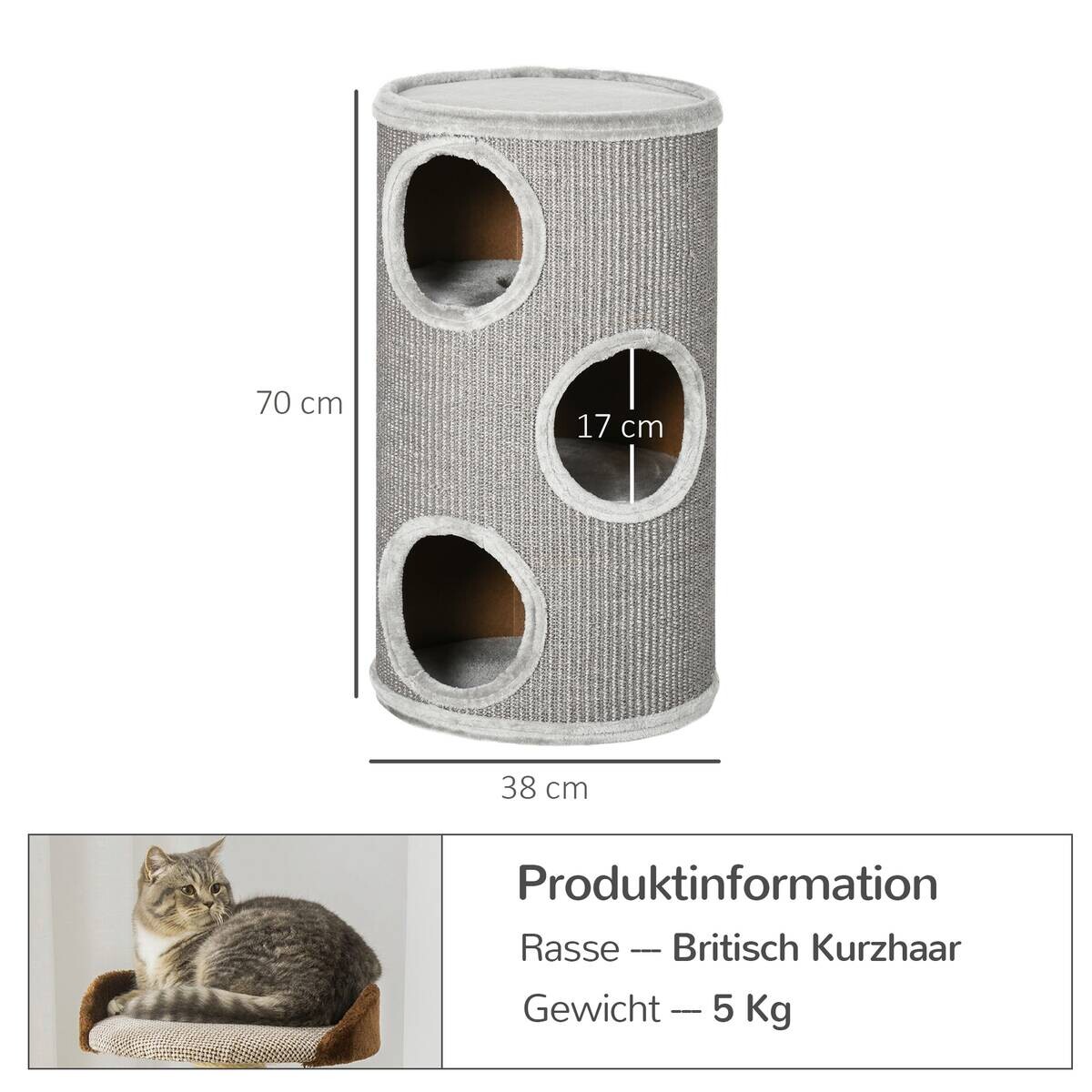 PawHut Tier-Zubehör hellgrau Edelstahl B/H/L: ca. 38x38x70 cm