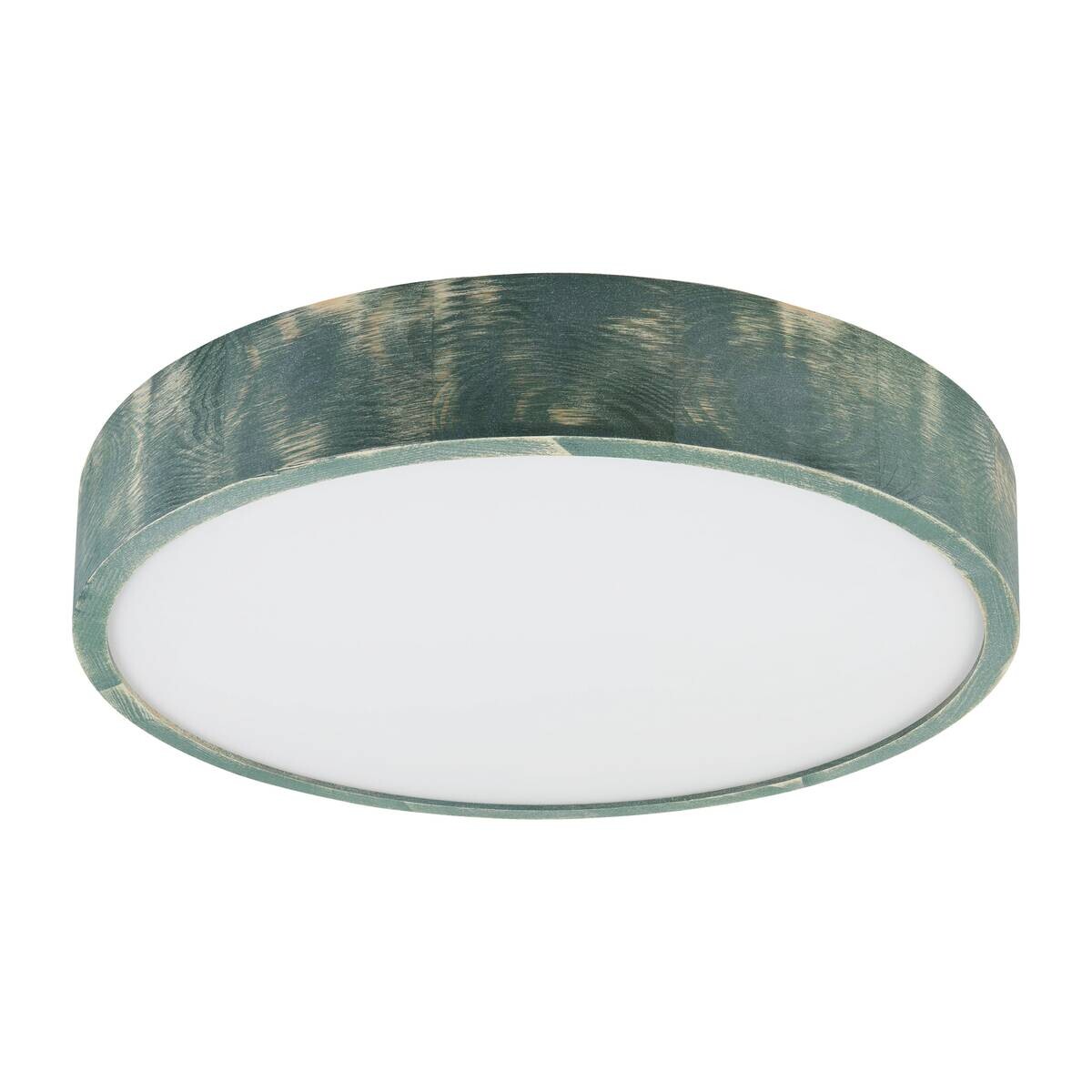 Lamkur Deckenleuchte hellbraun grün Glas Holz B/H/L: ca. 48x48x10 cm 3 Brennstellen