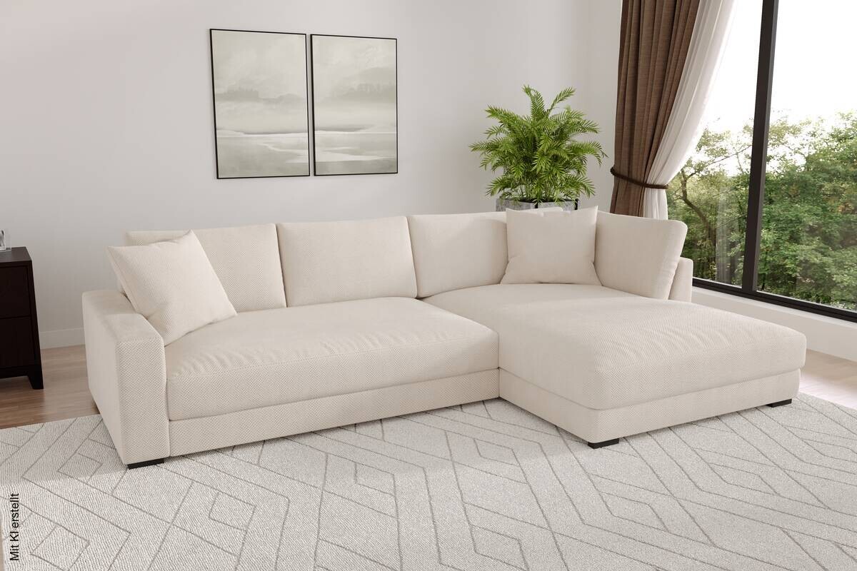 Ecksofa creme Microfaser B/H/T: ca. 300x83x190 cm