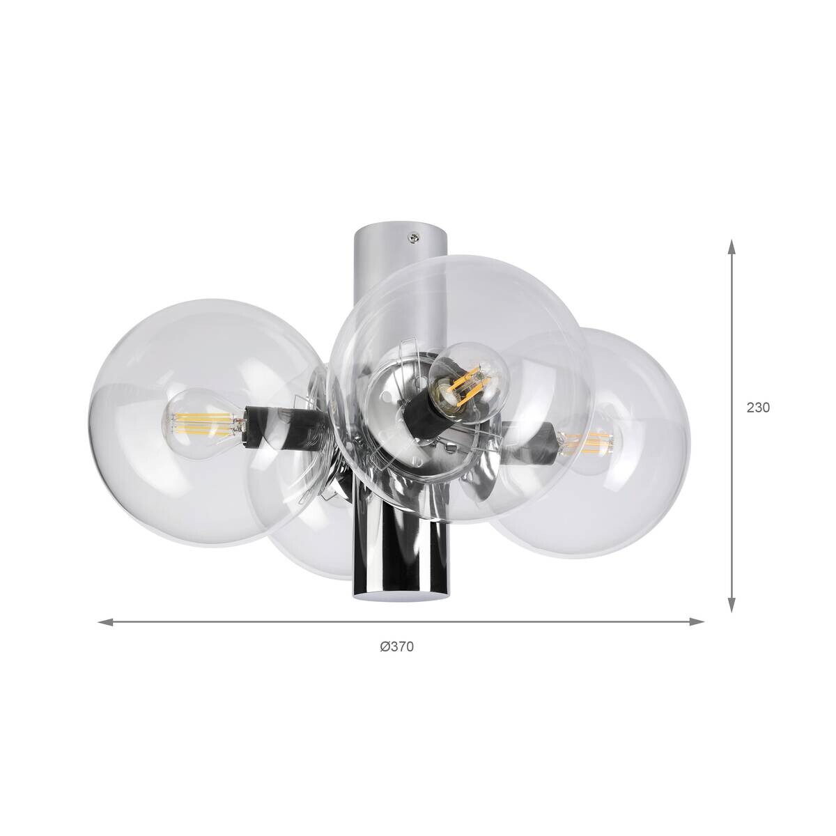 Lamkur Spots transparent Chrom Glas Stahl B/H/L: ca. 37x23x37 cm E14 4 Brennstellen