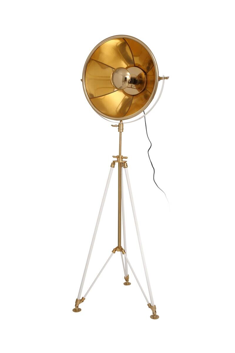 Kayoom Stehlampe weiß beige gold Stahl Aluminium Baumwolle B/H/L: ca. 57x159,5x53 cm E27 1 Brennstellen