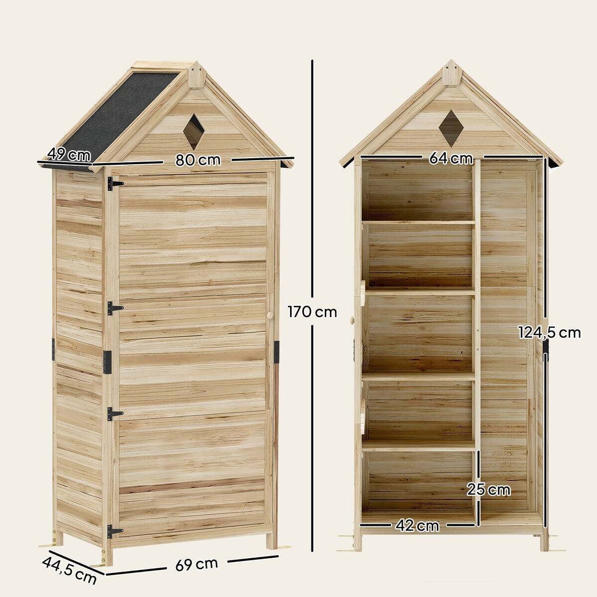 Outsunny Gartenschrank B/H/T/L: ca. 49x170x49x80 cm