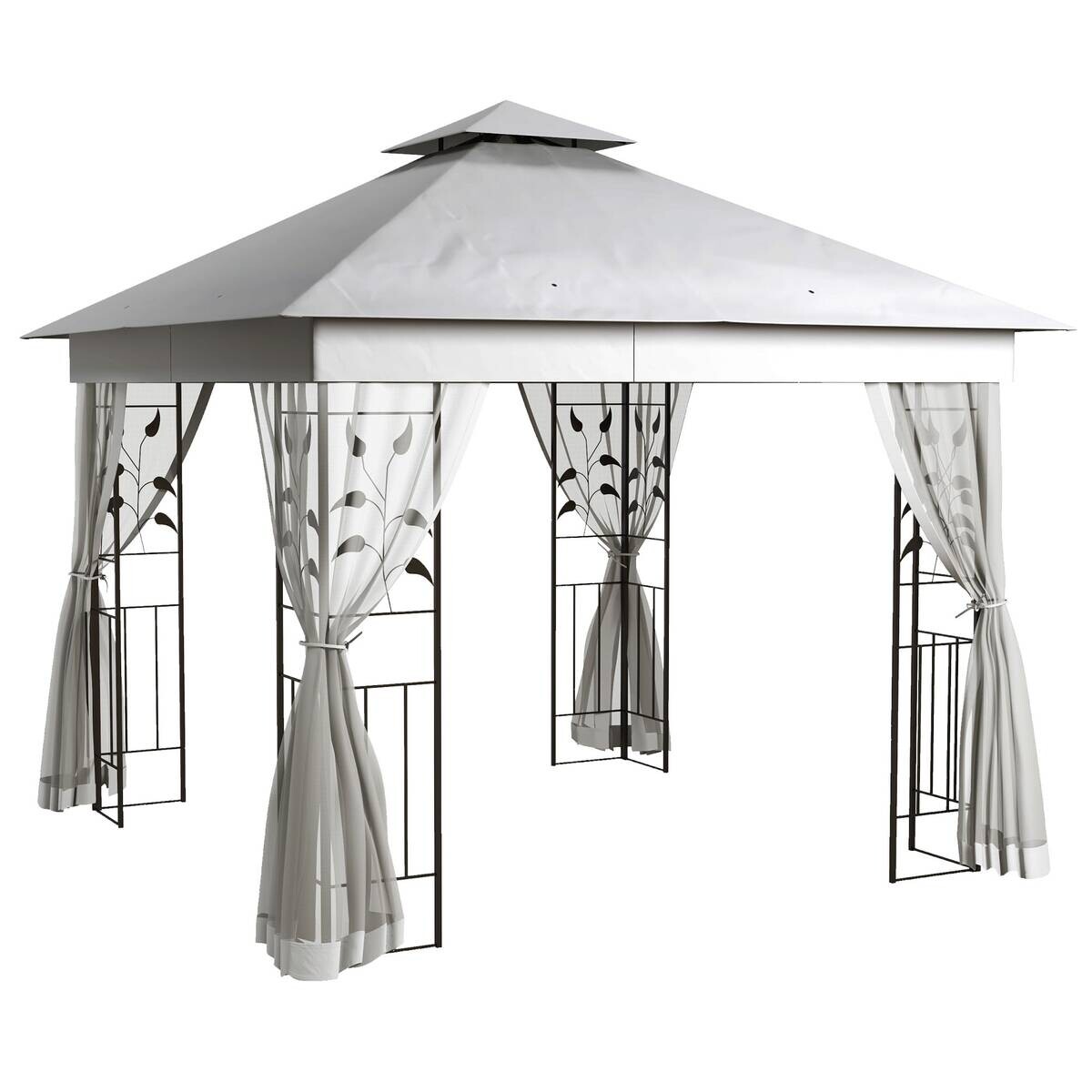 Outsunny Pavillon schwarz Polyester B/H/L: ca. 300x280x300 cm