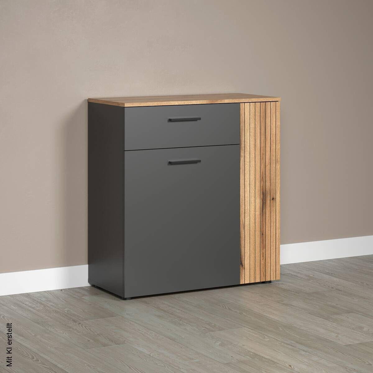 Kommode Esteban anthrazit Eiche Evoke Coast Nachbildung B/H/T: ca. 80x86x38 cm