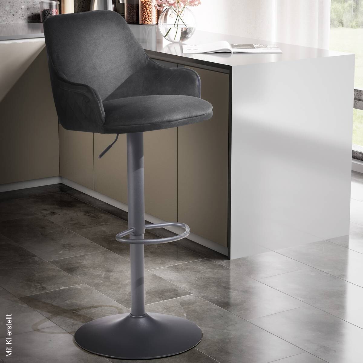 Barhocker schwarz Samt B/H/T: ca. 45x106x45 cm