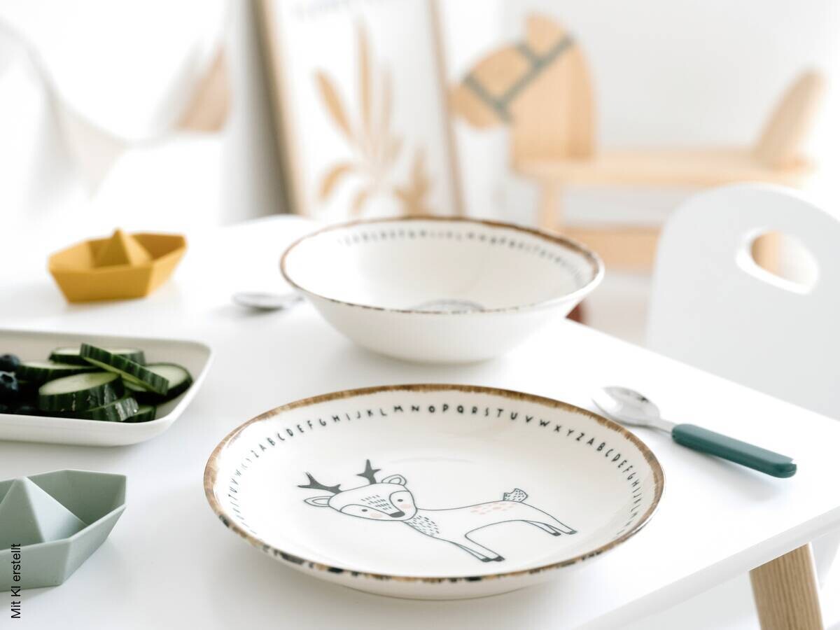 CreaTable Tellerset Freunde des Waldes braun Steinzeug D: ca. 21 cm