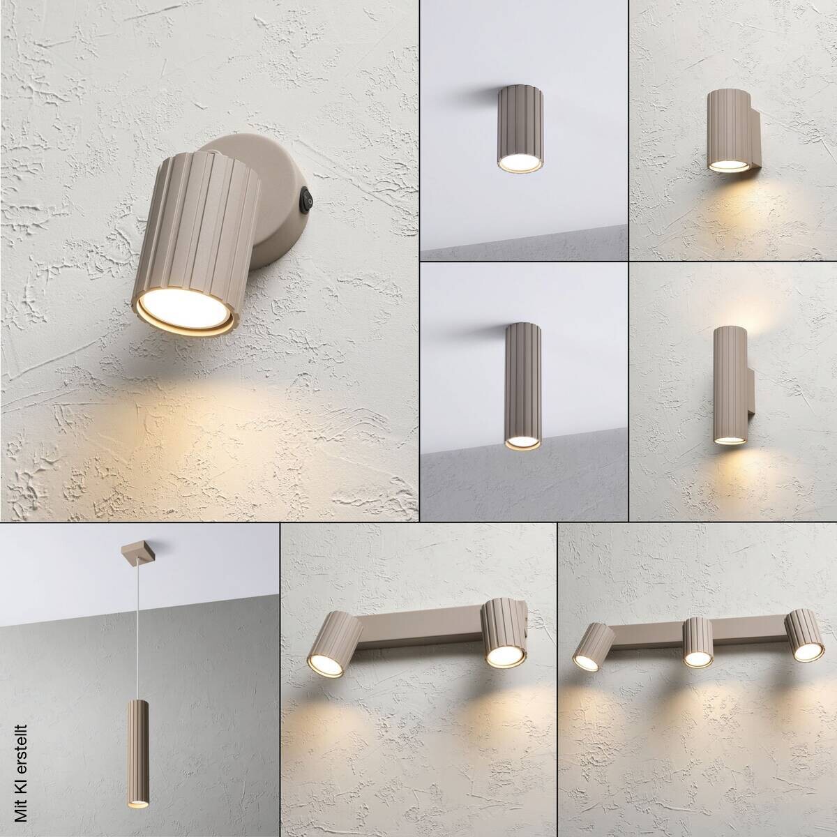 Lamkur Wandleuchte Prisma beige Stahl B/H/L: ca. 8x16x8 cm GU10 1 Brennstellen