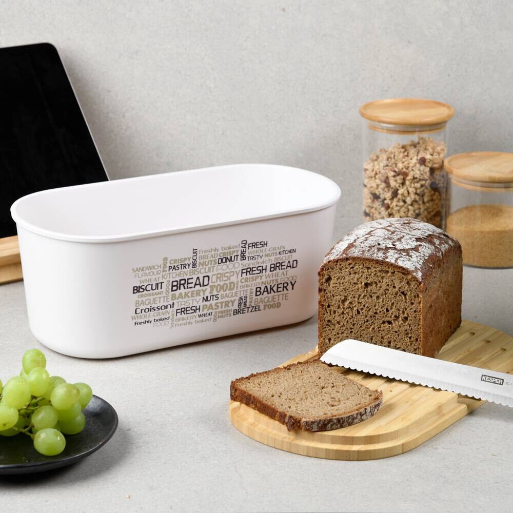 Kesper Brotbox weiß Bambus B/H/L: ca. 20x4,5x34 cm