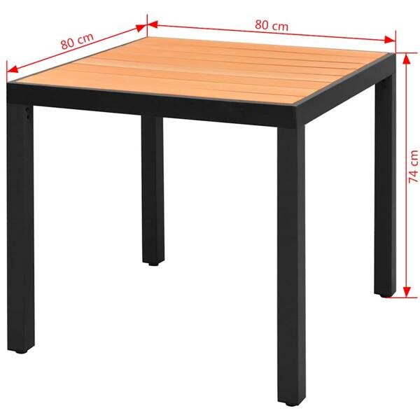 vidaXL Gartentisch braun Kunststoff B/H/L: ca. 80x74x80 cm