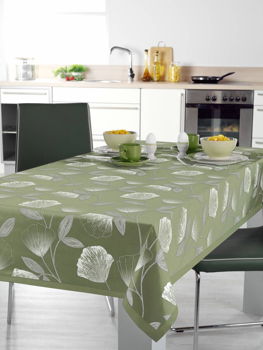 Abwaschbarer Tischbelag Ginkgo klar B: ca. 140 cm