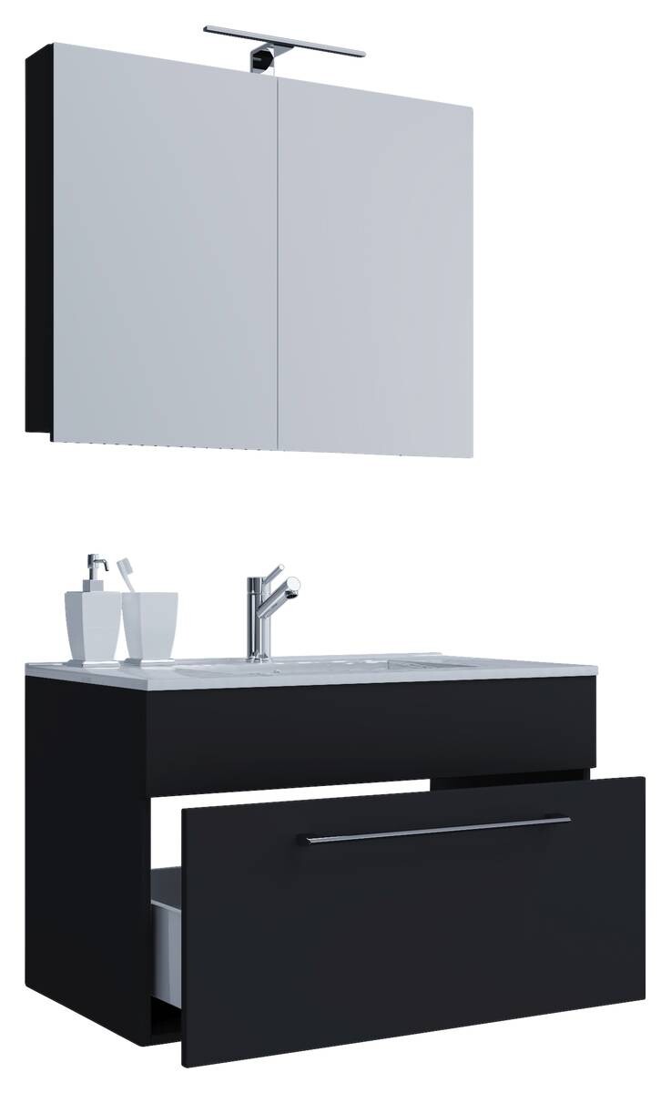 Waschplatz 3tlg-Badinos schwarz B/H/T: ca. 60x50x46 cm