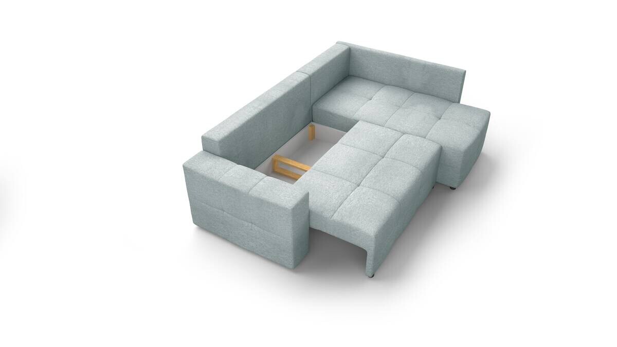 Ecksofa mit Bettfunktion und Bettkasten blau Flachgewebe B/T: ca. 238x167 cm