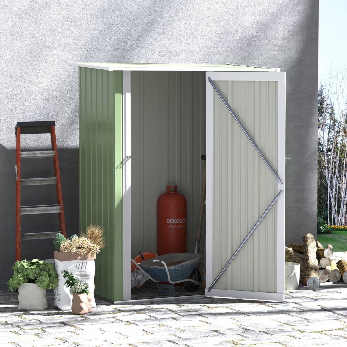 Outsunny Gartenhaus grün B/H/L: ca. 84x189x142 cm