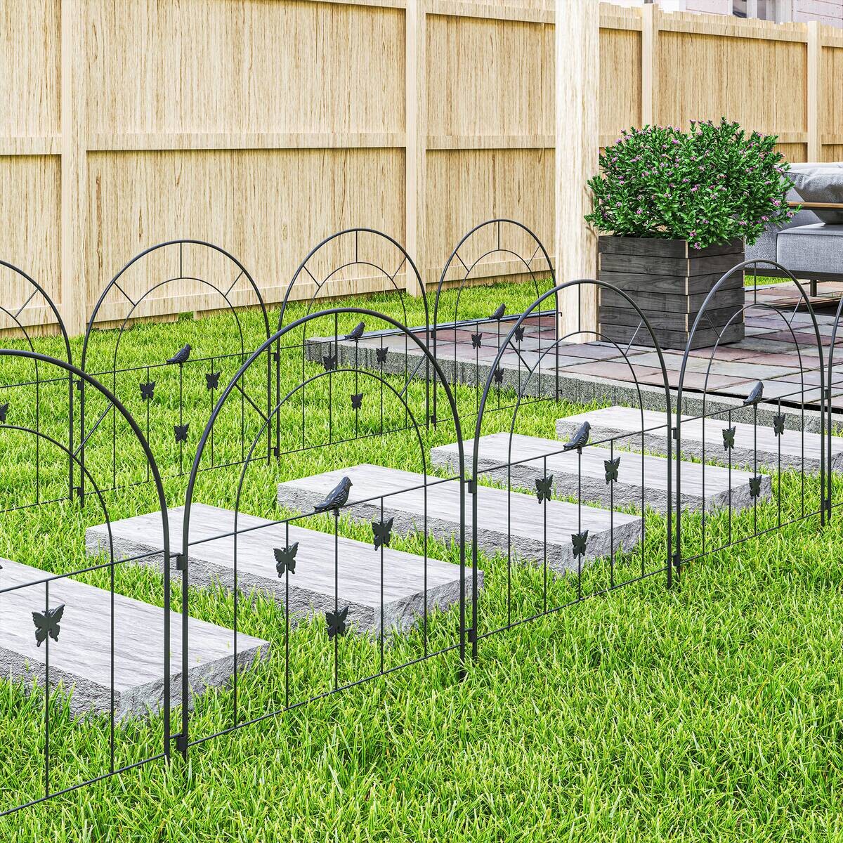 Outsunny Gartenzaun schwarz Stahl B/H/L: ca. 1x70x300 cm