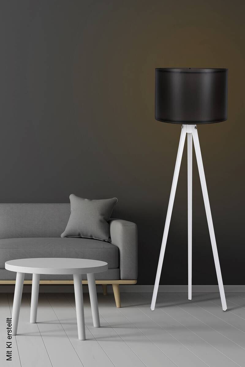Opviq Stehlampe schwarz weiß MDF Polypropylen B/H/T/L/D: ca. 38x145x38x38x38 cm E27 1 Brennstellen