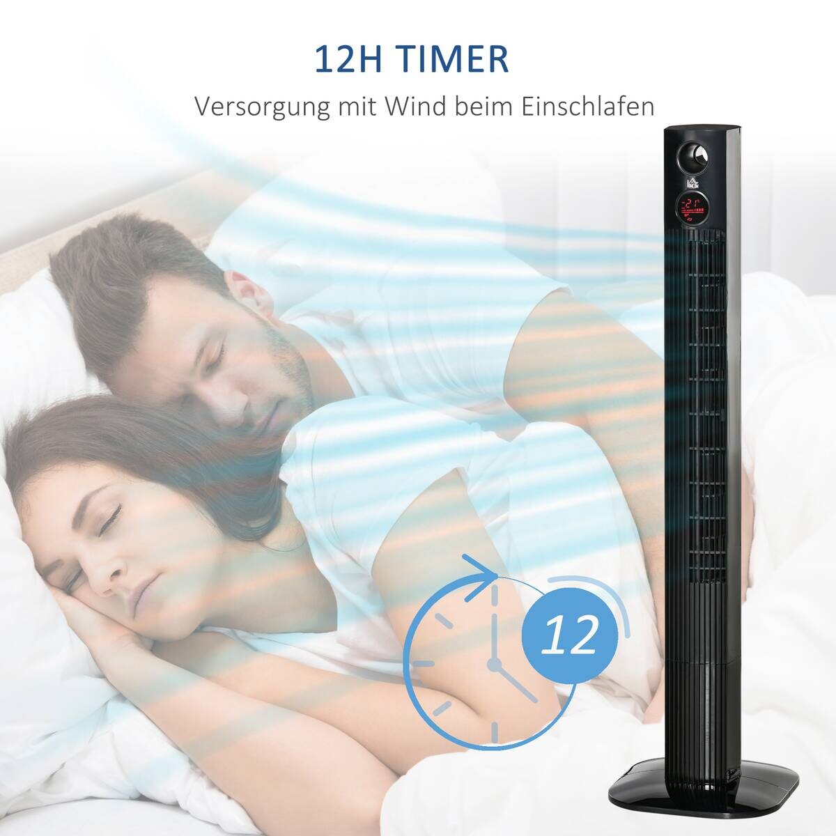 HOMCOM Ventilator schwarz Kunststoff Polypropylen Edelstahl B/H/L: ca. 31,5x31,5x117 cm
