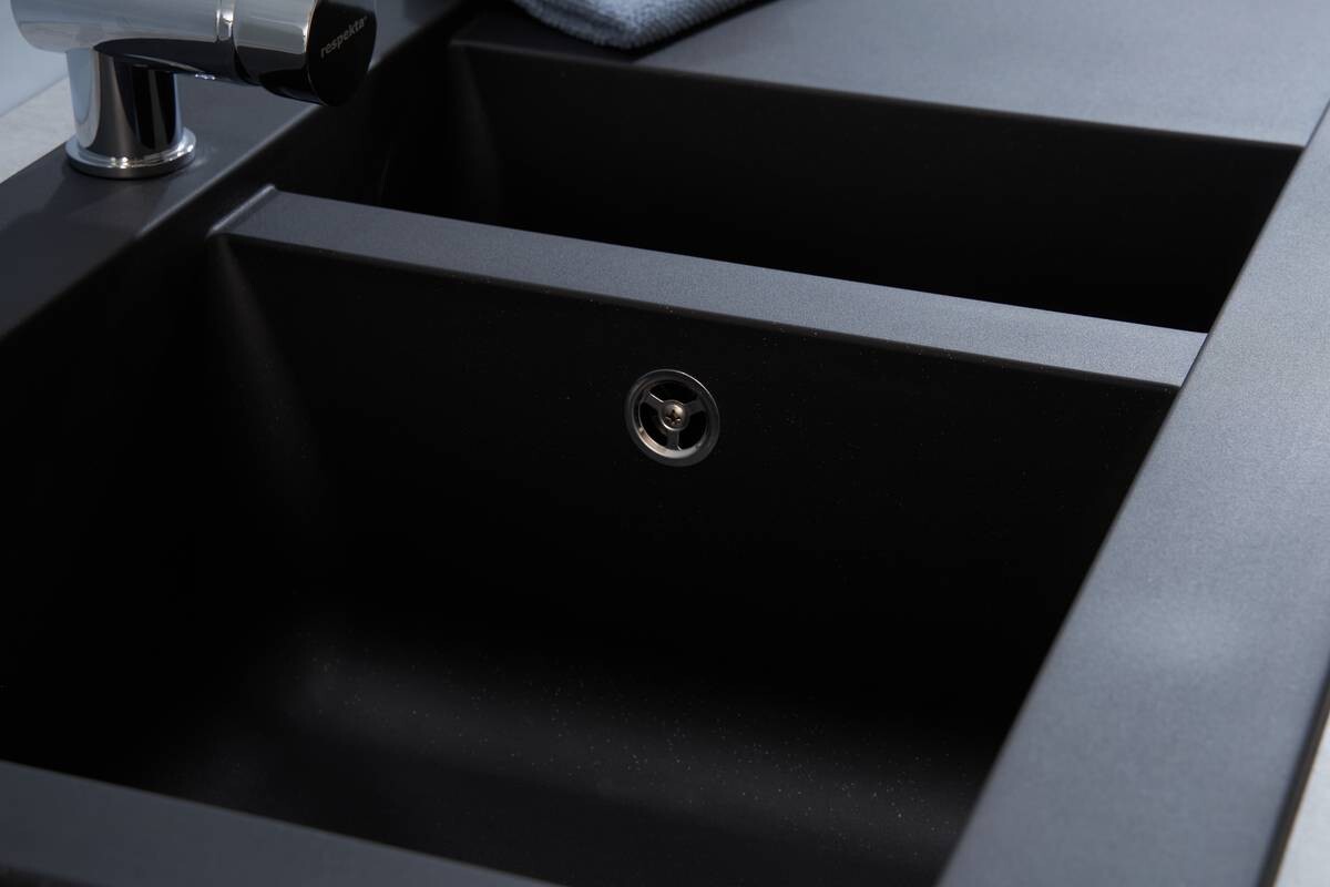 Respekta Einbauspüle Denver 1,5 100 x 50 S schwarz Mineralite B/H/T: ca. 100x20x50 cm