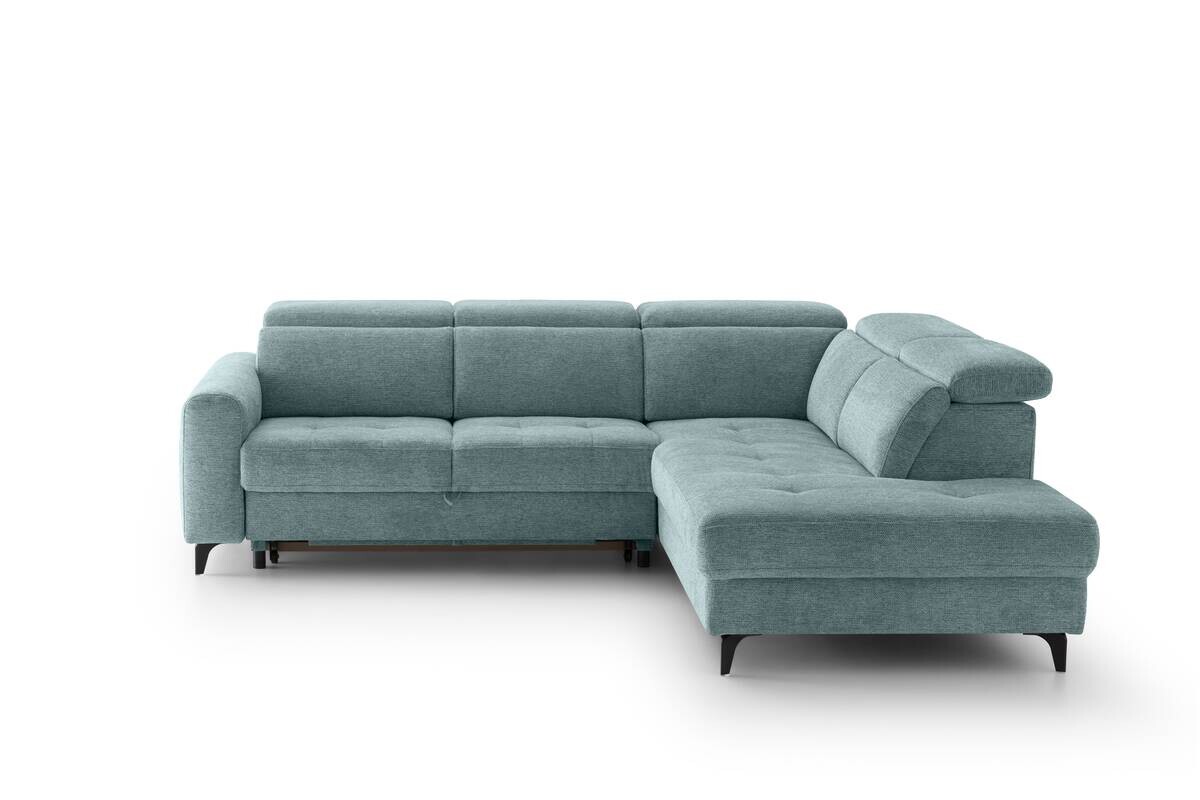 Ecksofa mit Bettfunktion hellblau Flachgewebe B/H/T: ca. 258x96x221 cm