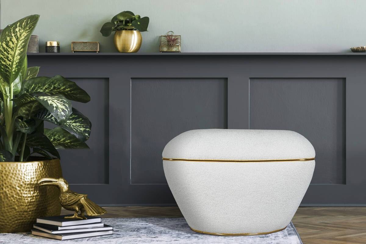 360 Living Hocker Contessa 110 weiß gold B/H/T: ca. 60x42,5x60 cm