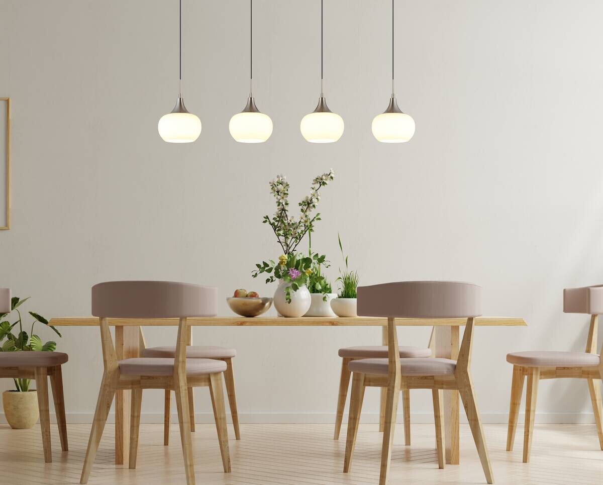 GLOBO LED-Pendelleuchte nickel Opal Metall Glas B/H/L: ca. 15x150x90 cm 1 Brennstellen