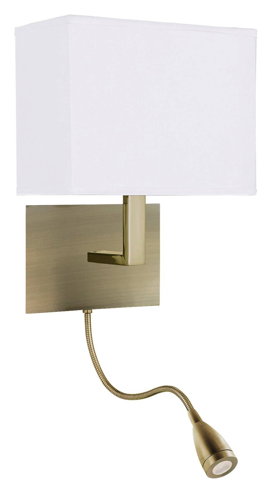 Searchlight Wandleuchte Hotel messing weiß Stahl Textil B/H/T: ca. 20x26x26 cm E27 1 Brennstellen