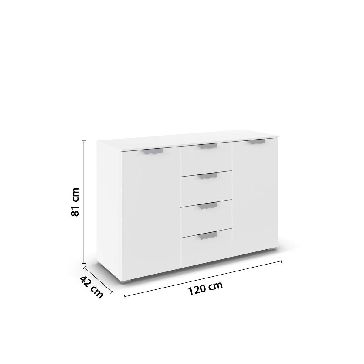 Kombikommode Aditio Alpinweiß B/H/T: ca. 120x81x43 cm