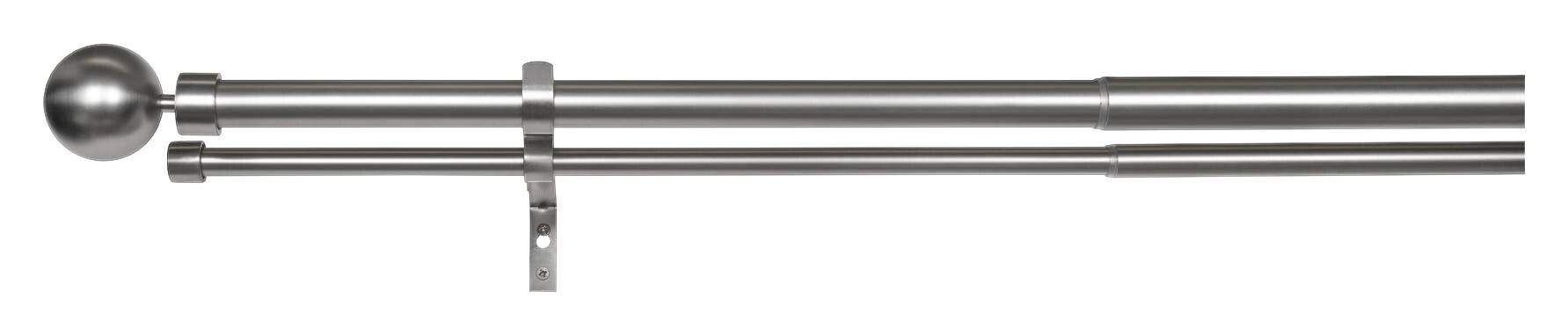 Gardinenstange Edelstahloptik Metall ausziehbar von ca. 190 bis 360 cm 2.0 Läufe