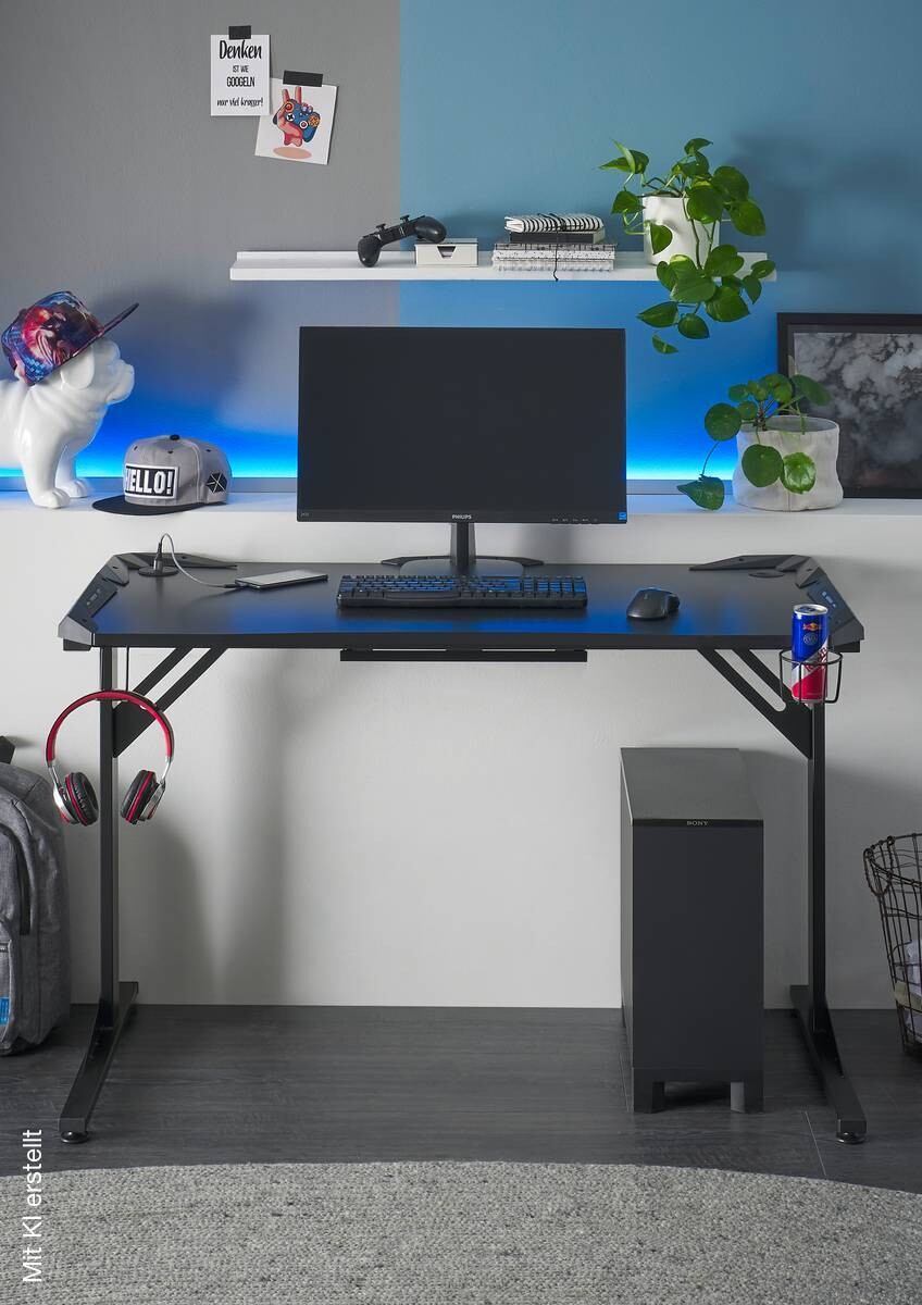 Gaming-Schreibtisch BC 3110 schwarz Carbon Optik B/H/T: ca. 119x78x60 cm