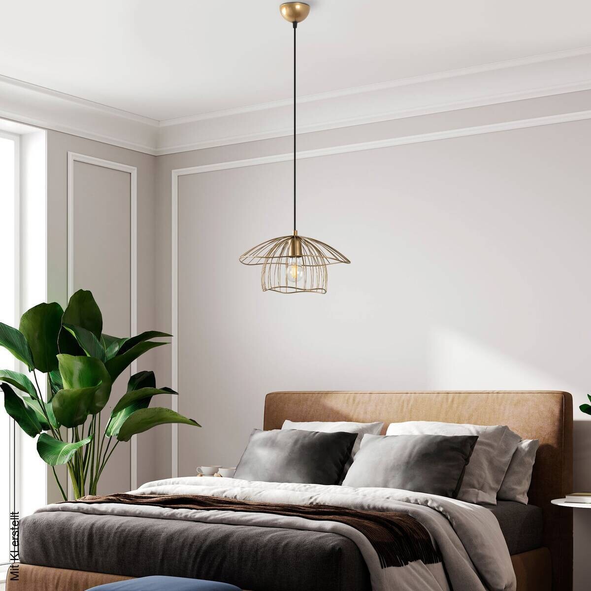 Opviq Pendelleuchte gold B/H/T: ca. 68x112x68 cm E27 1 Brennstellen