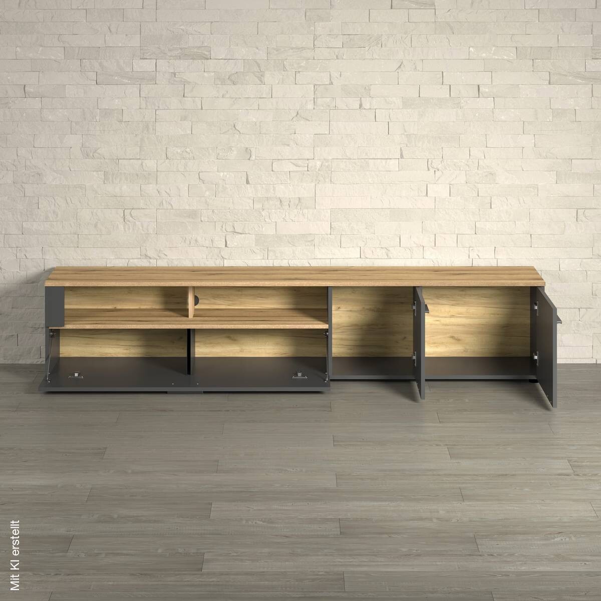 TV-Lowboard Esteban anthrazit Eiche Evoke Coast Nachbildung B/H/T: ca. 210x43x41 cm